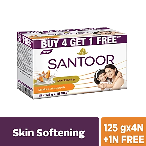 SANTOOR SOAP WHITE 4X125G B4G1 FREE