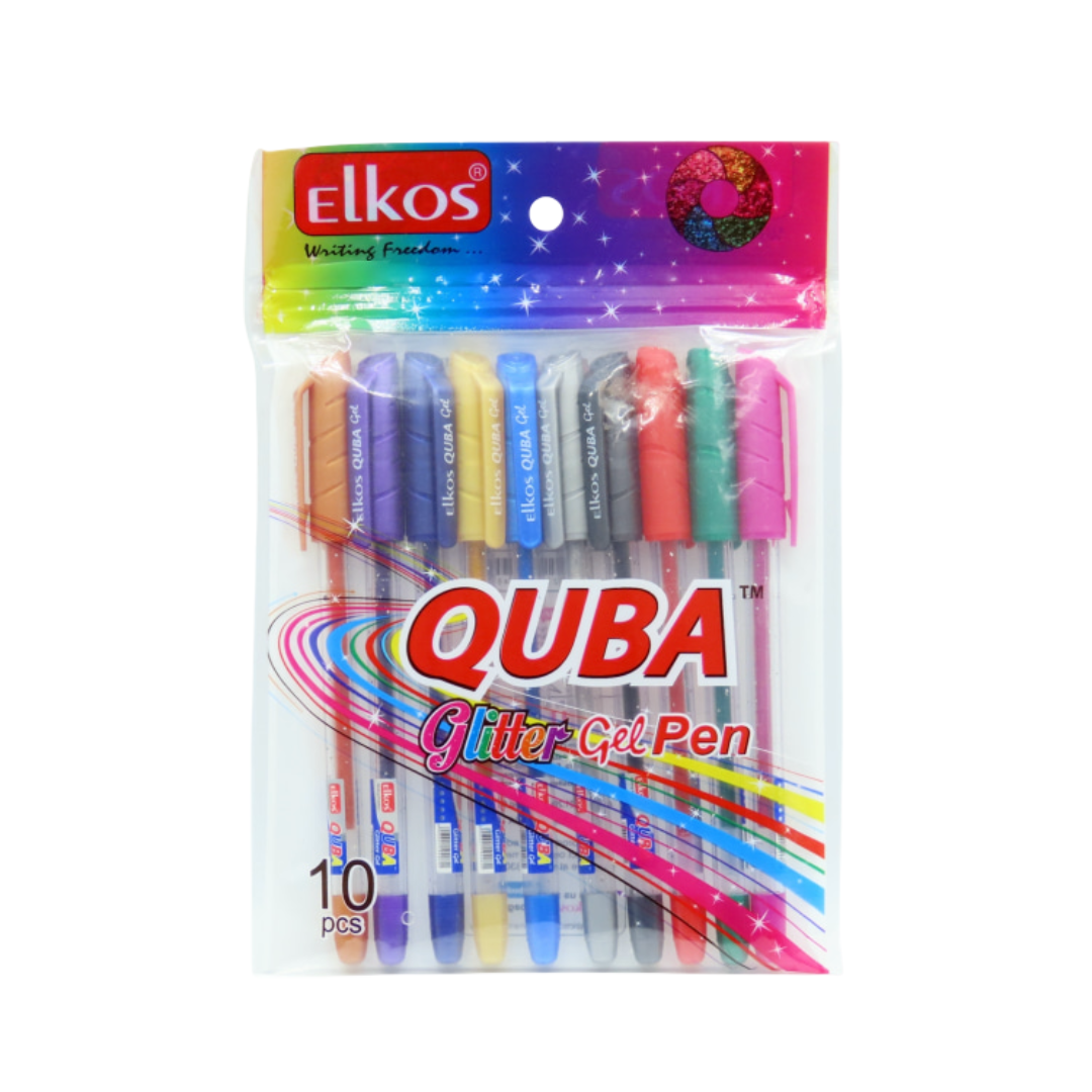 ELKOS QUBA GLITTER GEL PENS 10N